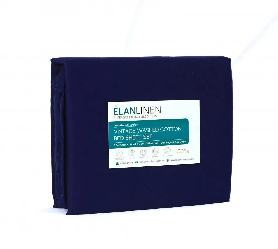 100% Egyptian Cotton Bed Sheets Set | 500TC | Navy Blue | Single