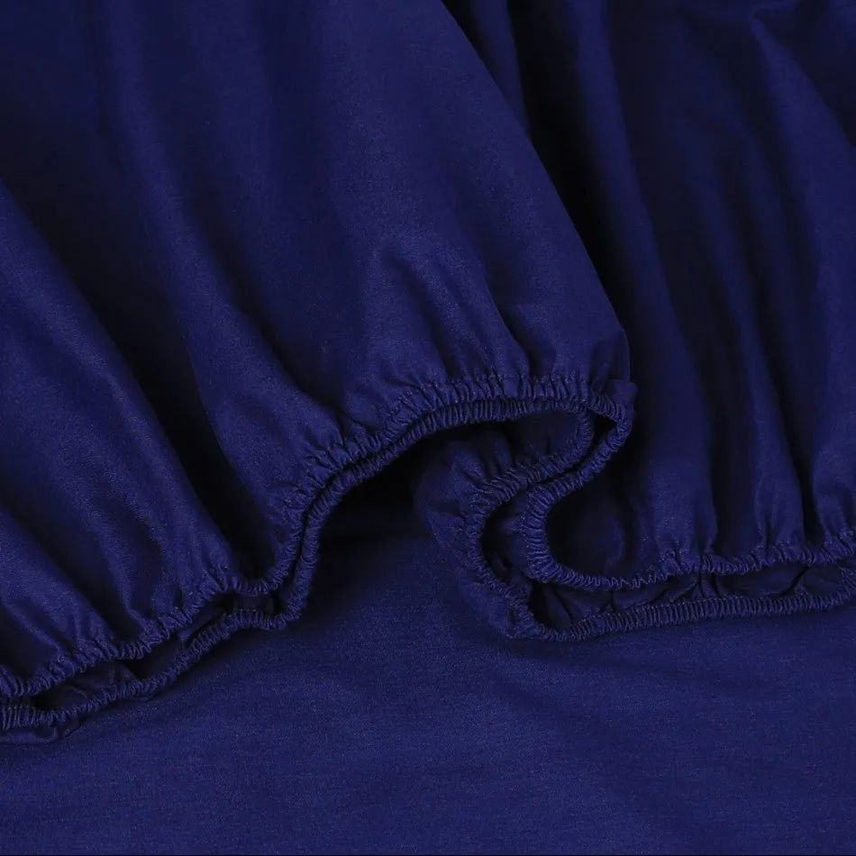 100% Egyptian Cotton Bed Sheets Set | 500TC | Navy Blue | Single