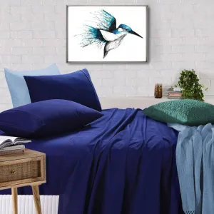 100% Egyptian Cotton Bed Sheets Set | 500TC | Navy Blue | Single