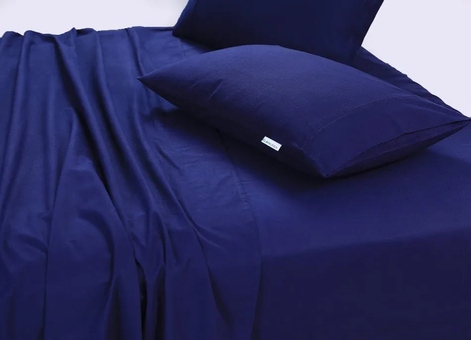 100% Egyptian Cotton Bed Sheets Set | 500TC | Navy Blue | Single