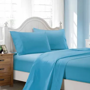 1000TC Ultra Soft Bed Sheet Set | King Single Size | Light Blue | Flat & Fitted