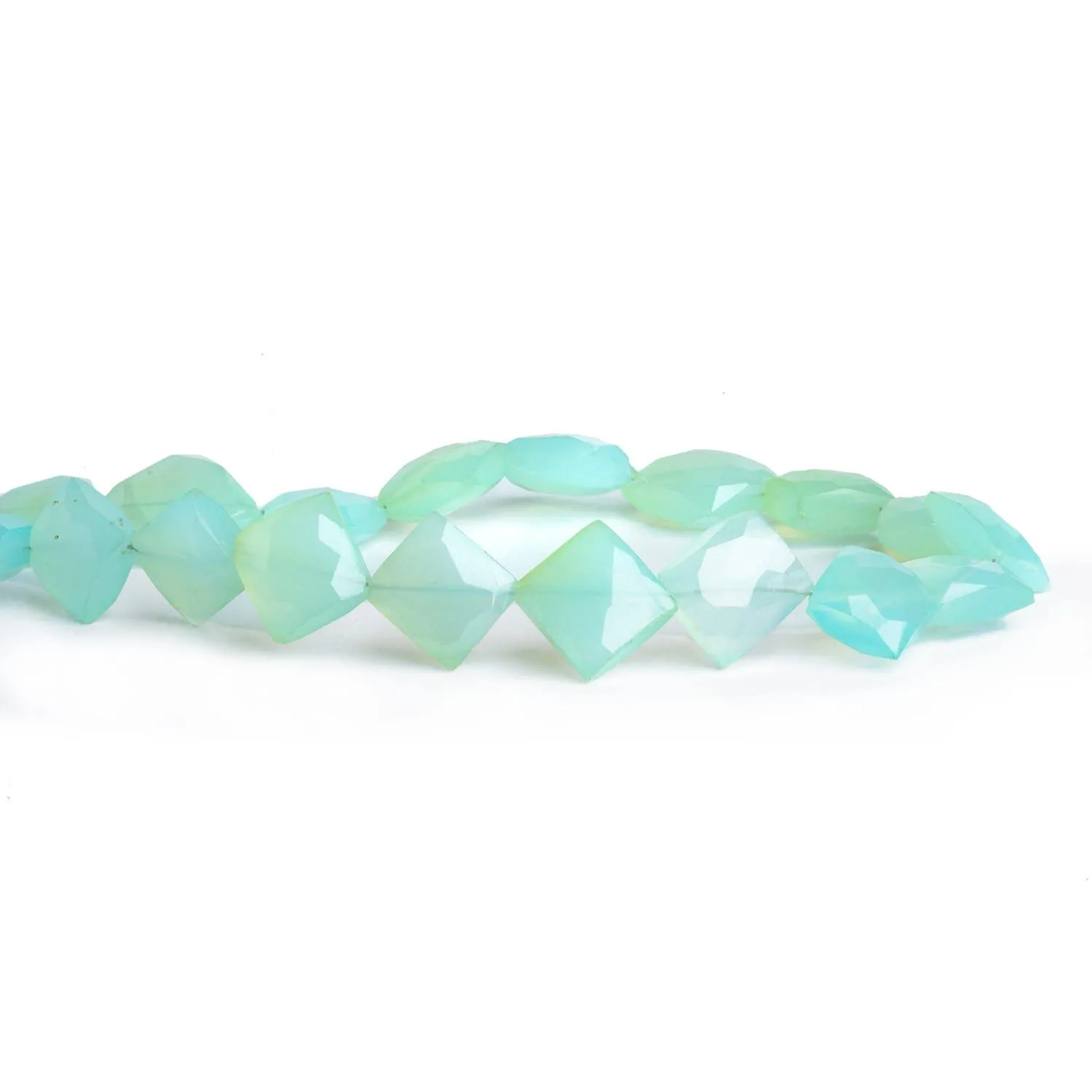 11x8mm Seablue Chalcedony Faceted Pillows 8 inch 16 beads
