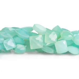 11x8mm Seablue Chalcedony Faceted Pillows 8 inch 16 beads