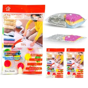 3 Pack Vacuum Space Saver Storage Bags Seal Clear Clothes Pillows Blanket Travel
