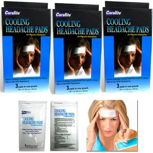 9 Pc Cooling Migraine Headache Pads Soothing Pain Relief Therapy Coralite New !