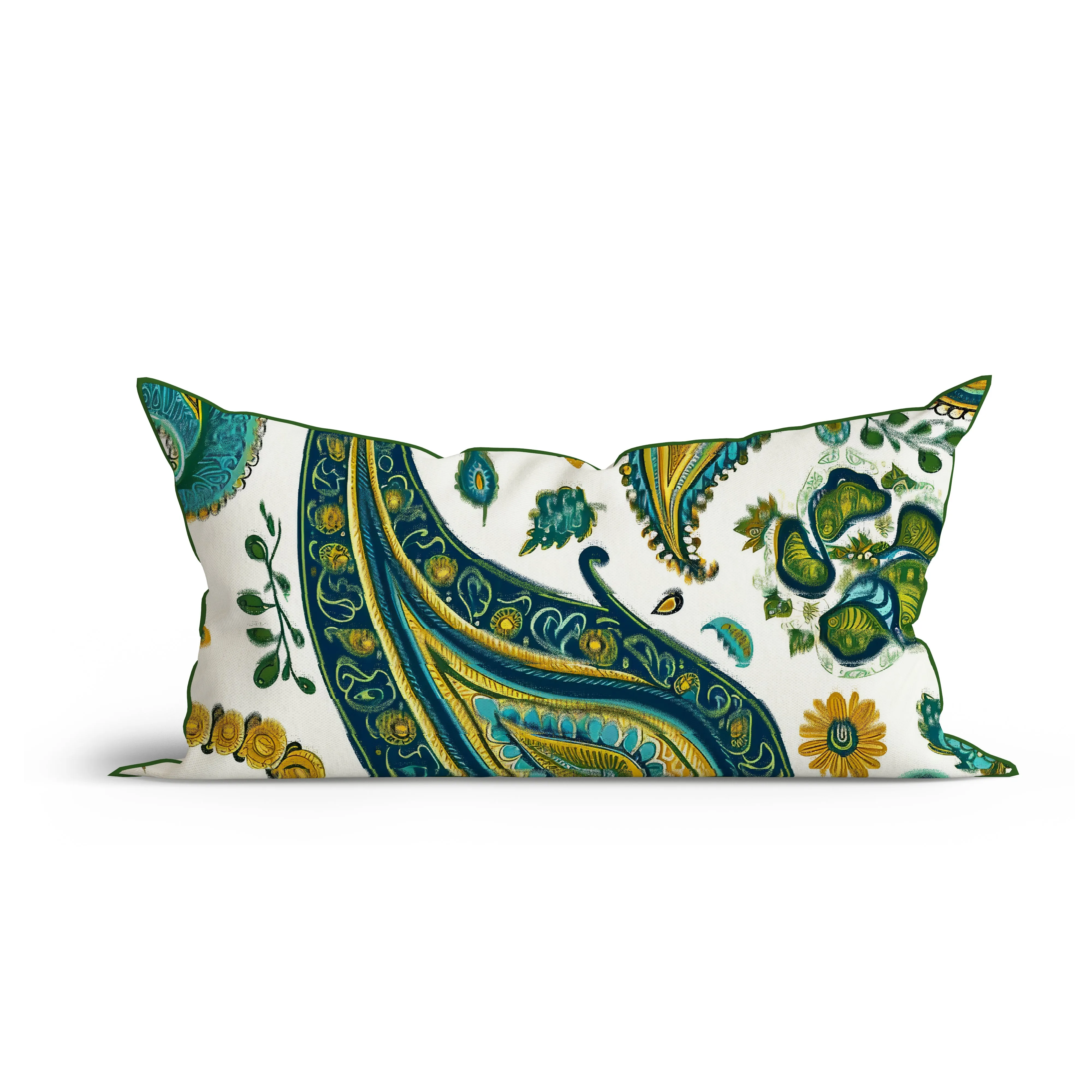 Bohemian Paisley Dream Printed Sofa Cushion Cover Set with Piping