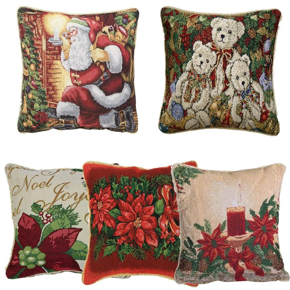 Christmas Tapestry 18"x 18" Throw Pillow Covers