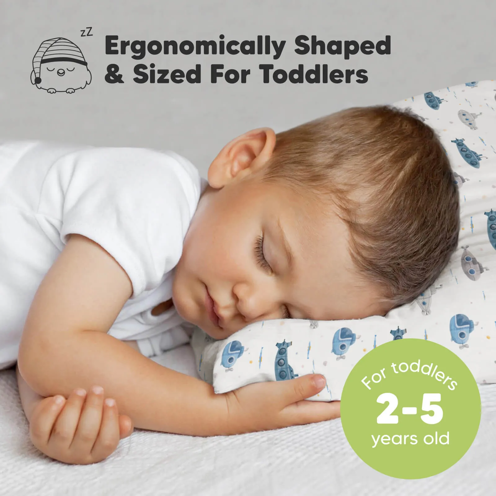 Jumbo Toddler Pillow with Pillowcase (Submarines)