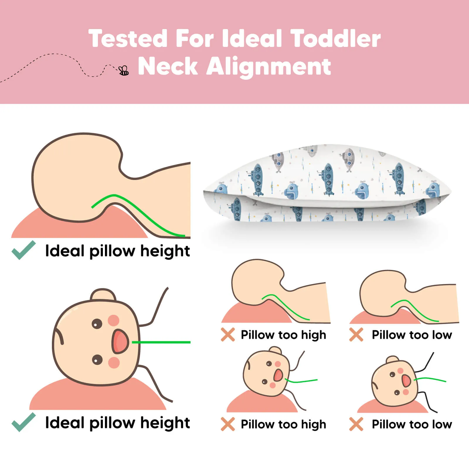 Jumbo Toddler Pillow with Pillowcase (Submarines)