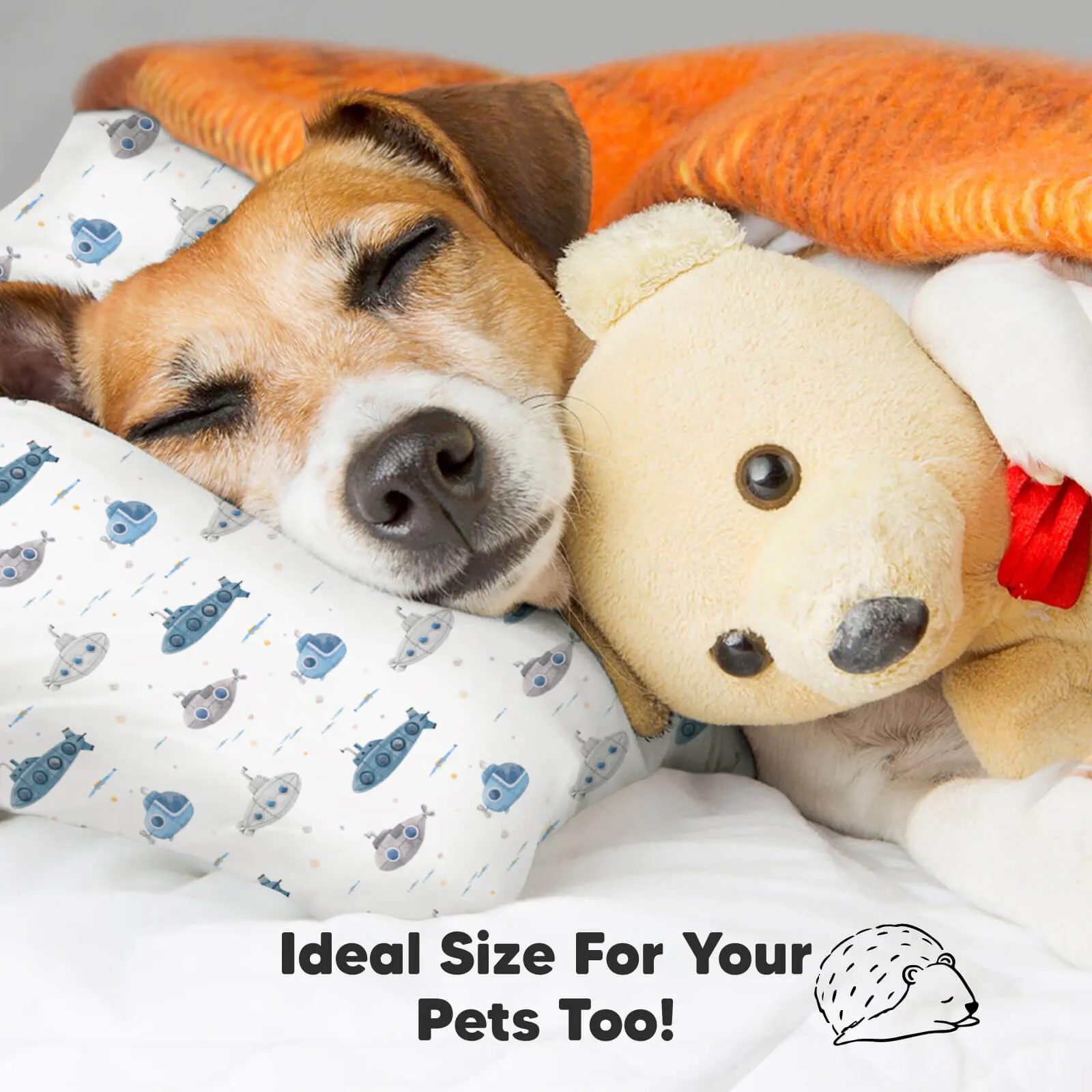Jumbo Toddler Pillow with Pillowcase (Submarines)