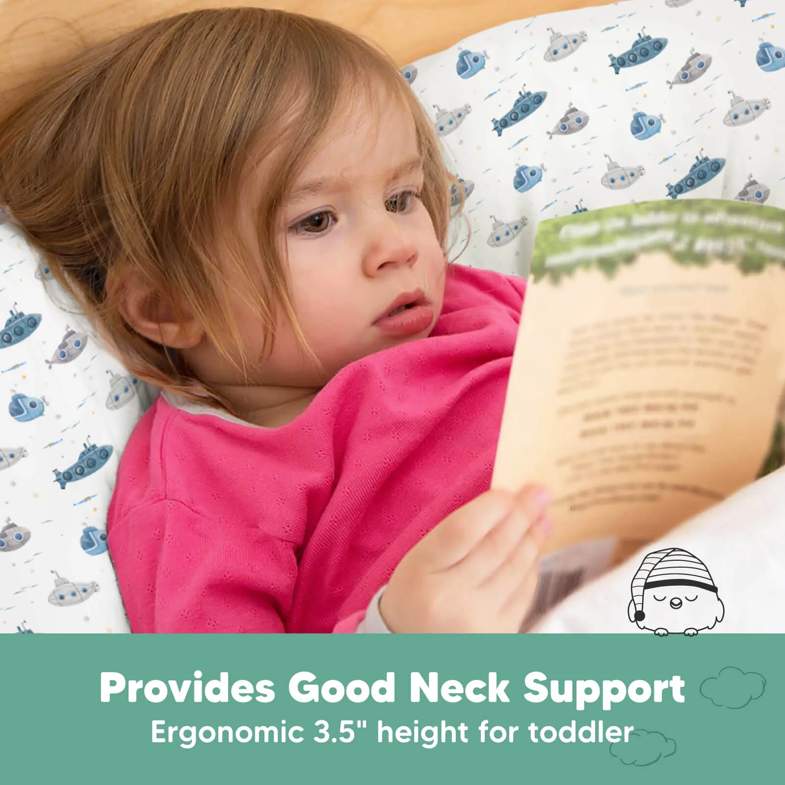 Jumbo Toddler Pillow with Pillowcase (Submarines)