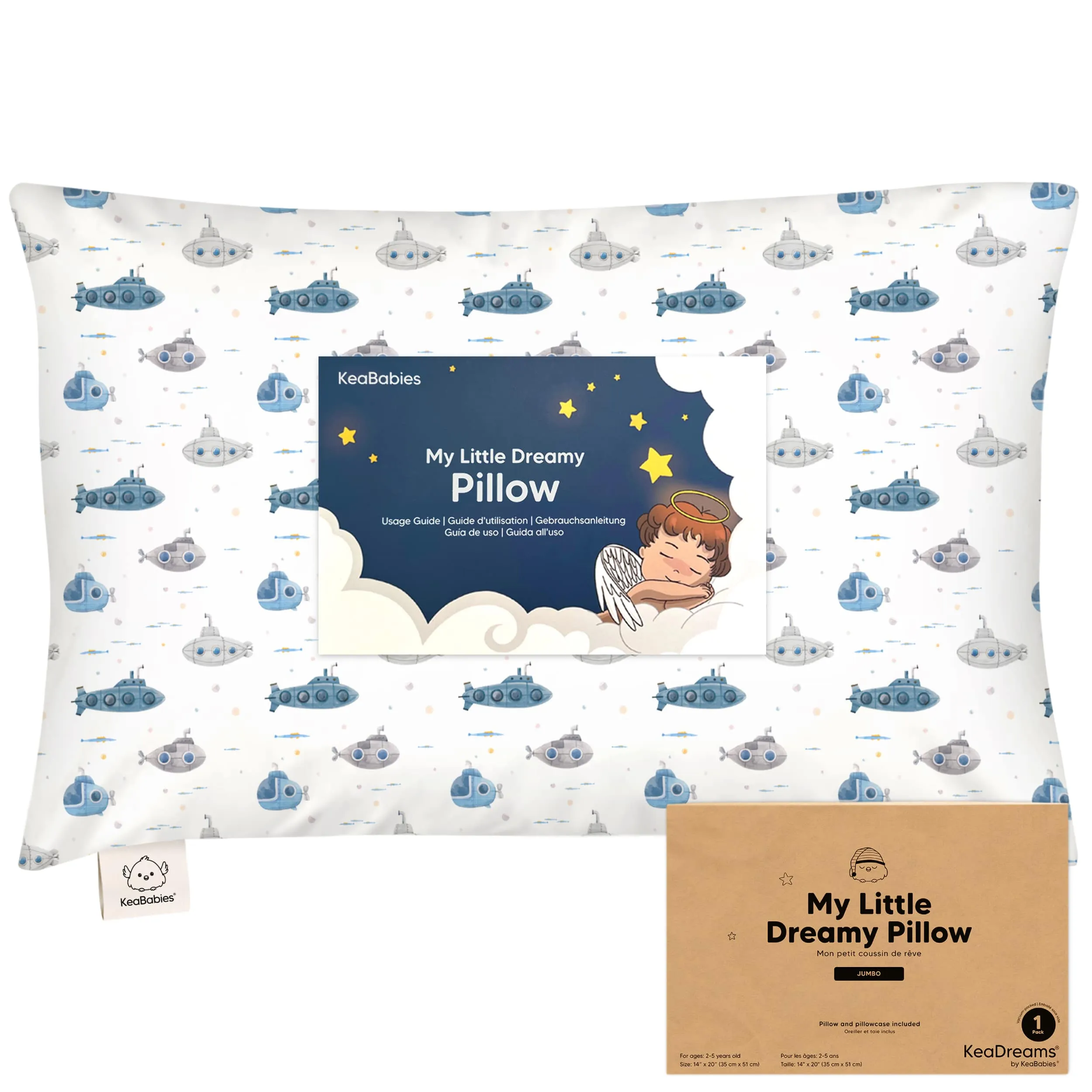 Jumbo Toddler Pillow with Pillowcase (Submarines)