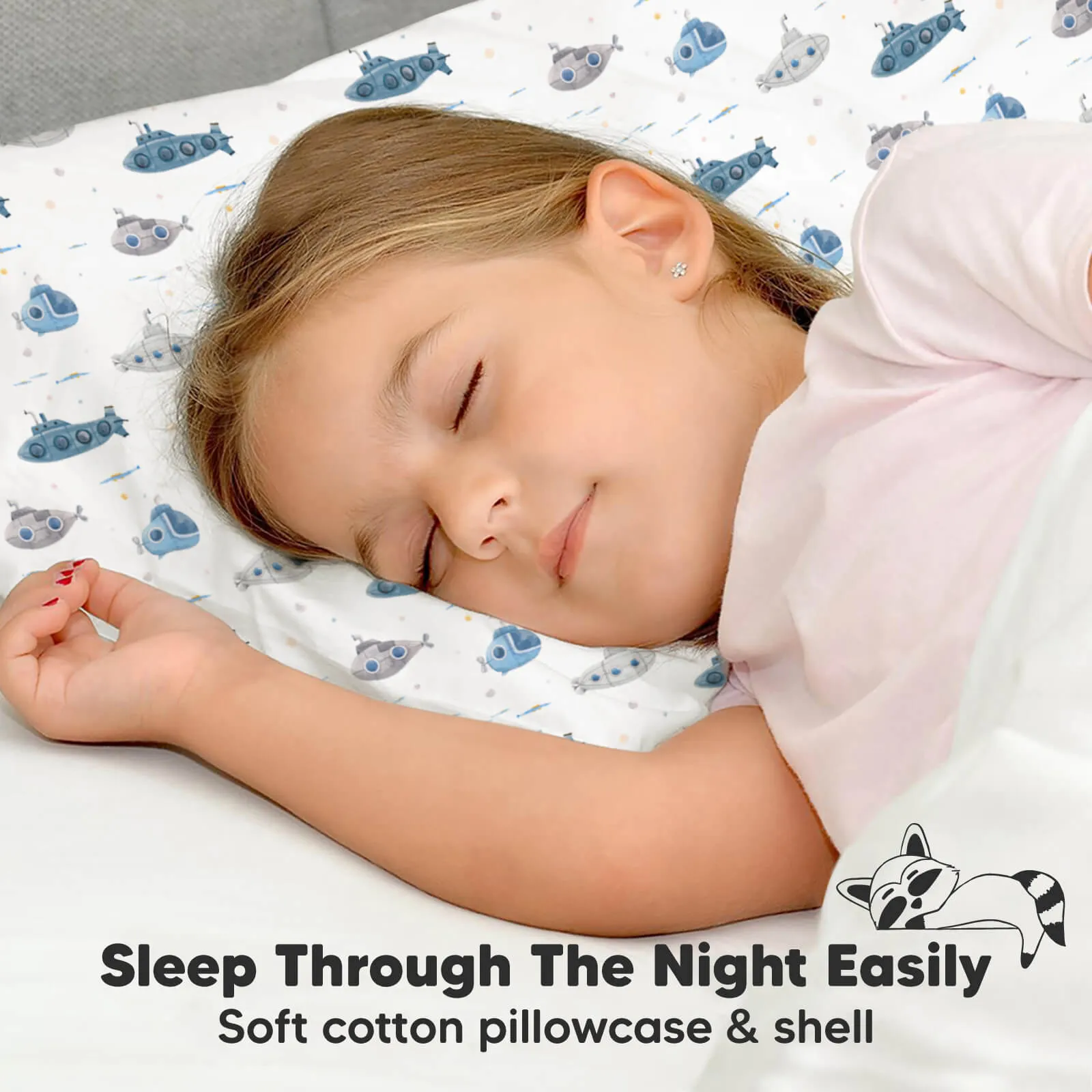 Jumbo Toddler Pillow with Pillowcase (Submarines)