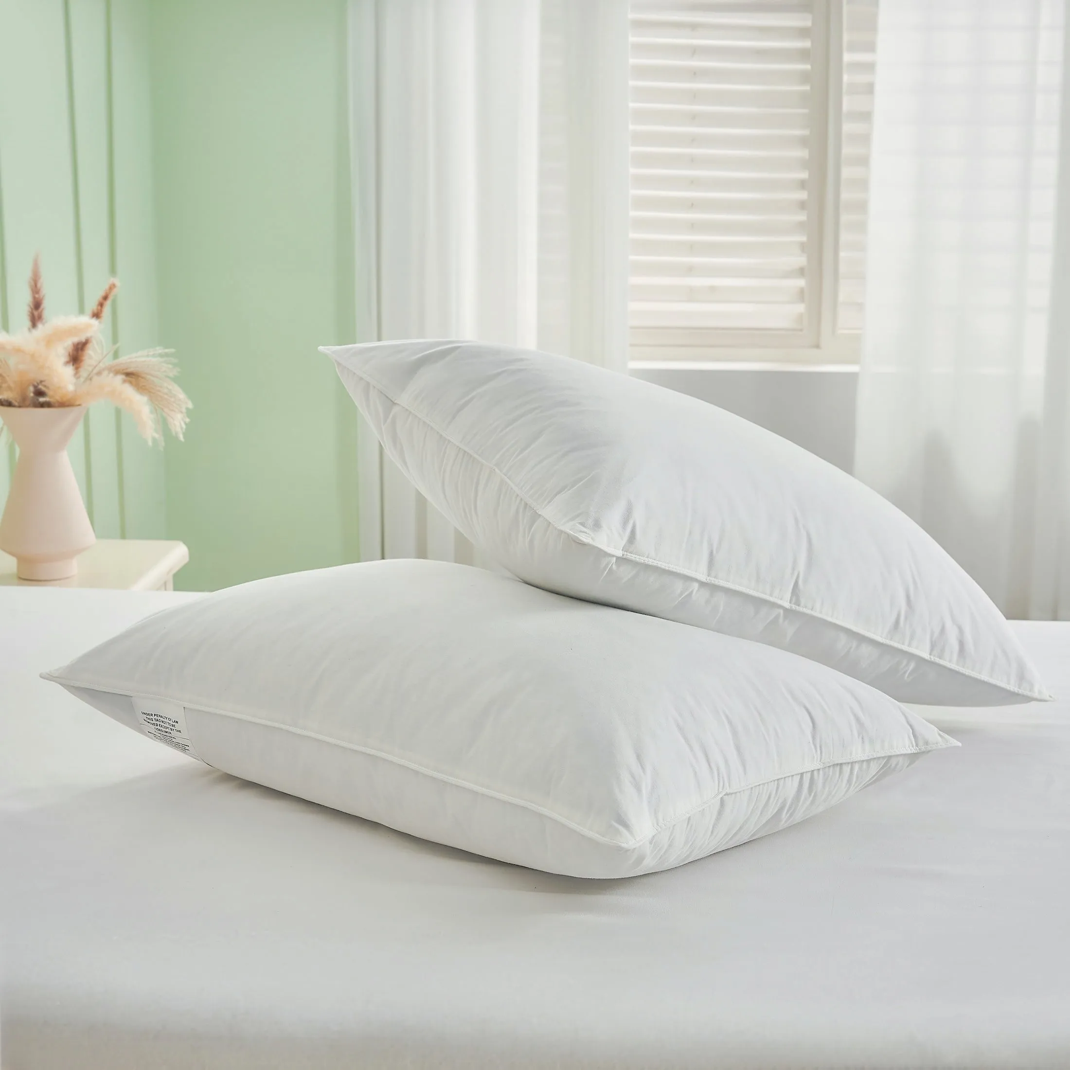 Teler Goose Feather Down Pillows for SleepingHotel Collection Queen Size Soft Bed Pillow1 Pack Queen (20" x 28")