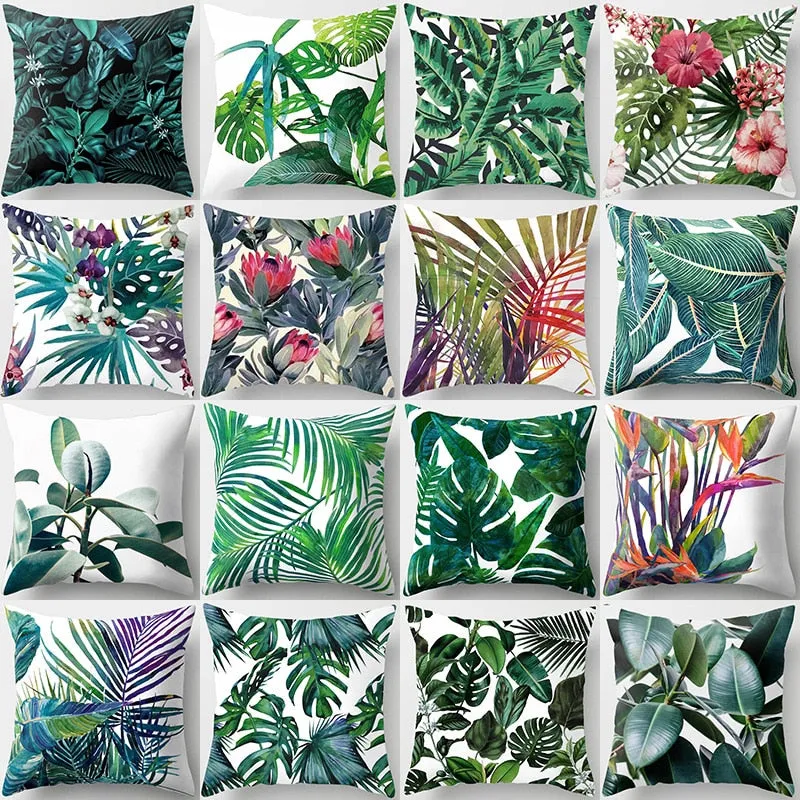 Tropical Leaf Cactus Monstera Cushion Cover 45*45cm Polyester Throw Pillows Sofa